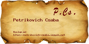 Petrikovich Csaba névjegykártya